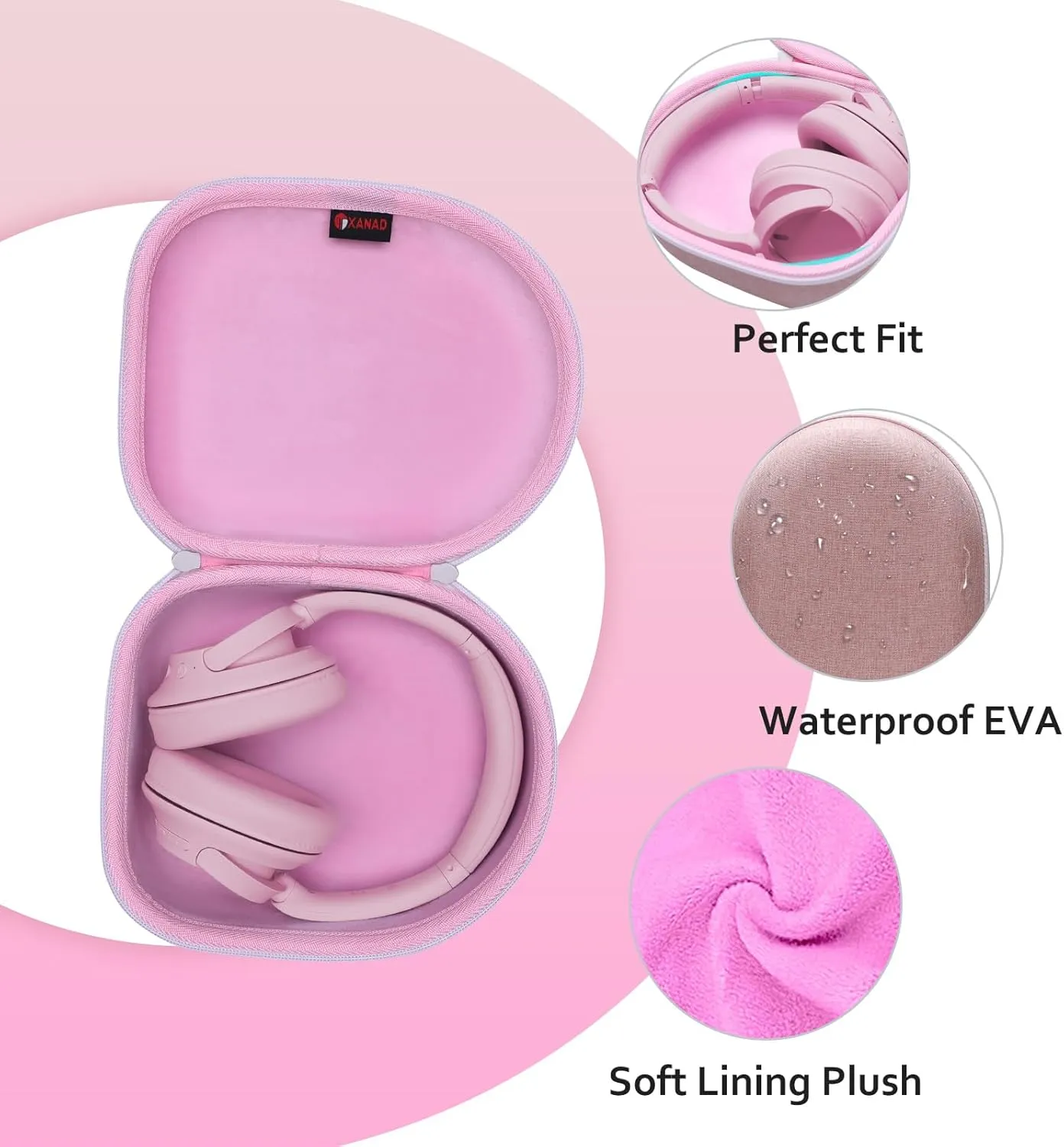 Headphone Headset Case for Beats, Sony, Raycon, JBL, OneOdio, TOZO, SteelSeries, Jabra, Audio-Technica & Sennheiser HeadphonesOuter Pink Inner Pink