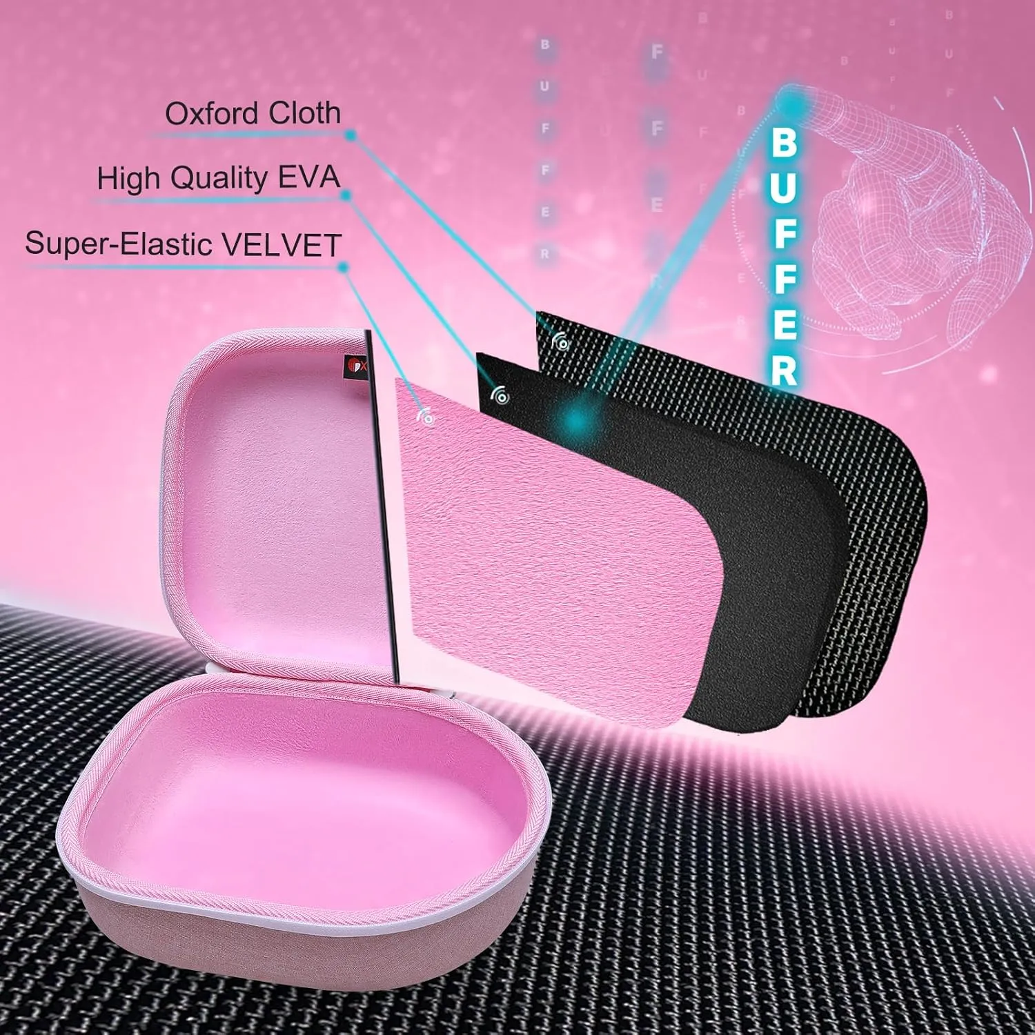 Headphone Headset Case for Beats, Sony, Raycon, JBL, OneOdio, TOZO, SteelSeries, Jabra, Audio-Technica & Sennheiser HeadphonesOuter Pink Inner Pink