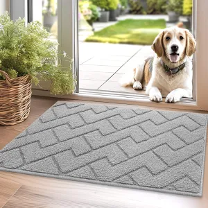 hicorfe Front Door Mat Outside Entrance,20"x31.5" Absorbent Muddy Dirt Resist Welcome Door Mats Outdoor Indoor,Stain and Fade Resistant,Non Slip Backing Entry Mat Doormat for Entryway(Light Grey)