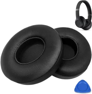 HiFan Replacement Ear Pads for Beats Solo 4 Headphones, Comfort Durable Protein Leather Cushions Replacement Kit Soft Slow Rebound Memory Foam Ear Covers, 2 Pieces (Black)