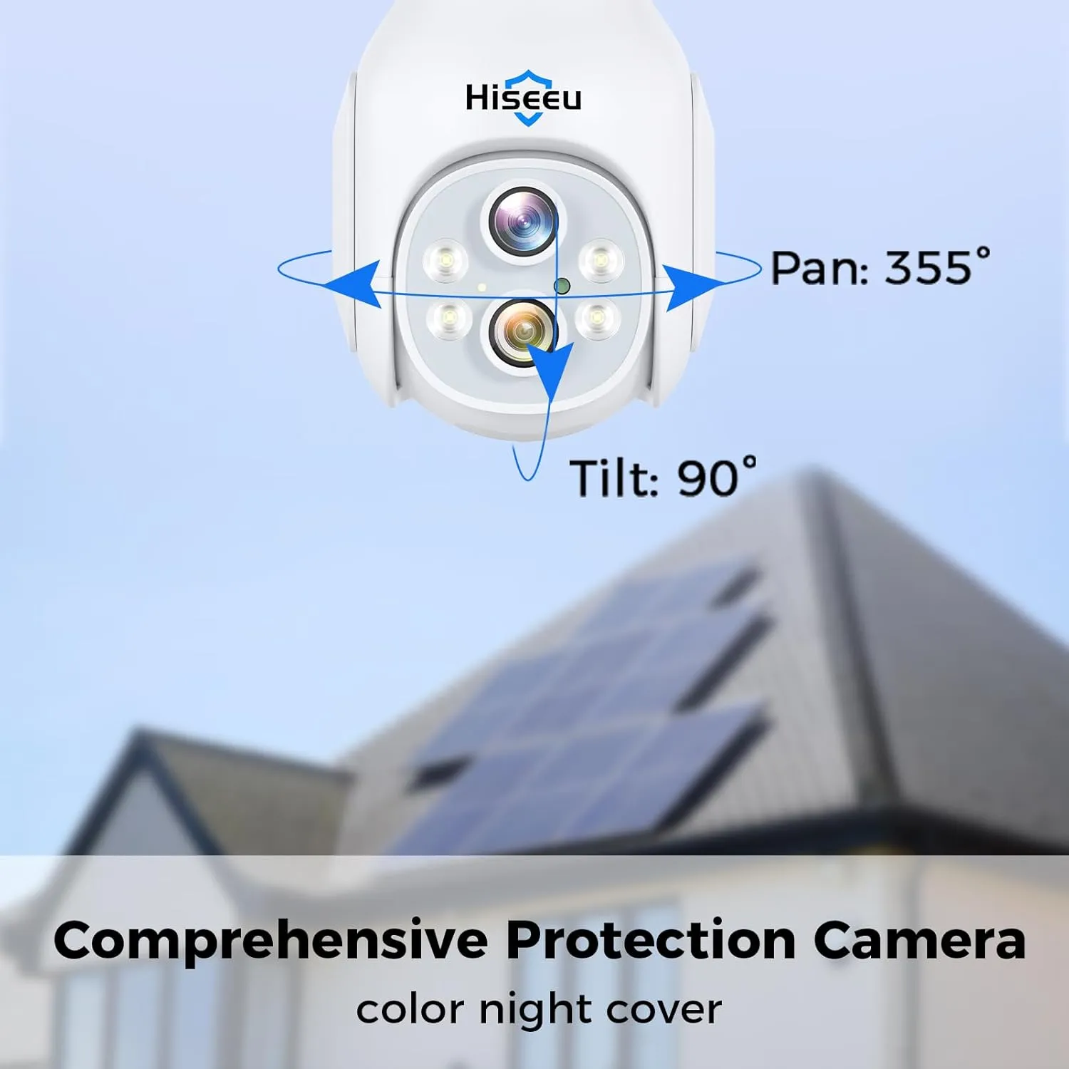 Hiseeu Wireless Security Camera System 2K Dual-Lens [WiFi Pro& Plug-in Power] No Subscription,10X Zoom Security System Outdoor Camera with 12'' Monitor Dvr,3TB,4 Cam-Kit with 350 Pan & Tilt,16CH