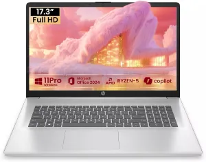 HP 2025 17 inch Laptop for Business and Students, 17.3" IPS FHD, AMD Ryzen 5 (Beats i7-1165G7), Ms Office Pro, Win 11 Pro, AI Copilot, w/Accessory, Numeric Keypad, WiFi 6 (32GB RAM | 1TB SSD)