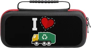 I Love Garbage Trucks Carrying Case for Switch Portable Travel Storage Bag Hard Shell Pouch for Accessories and Games