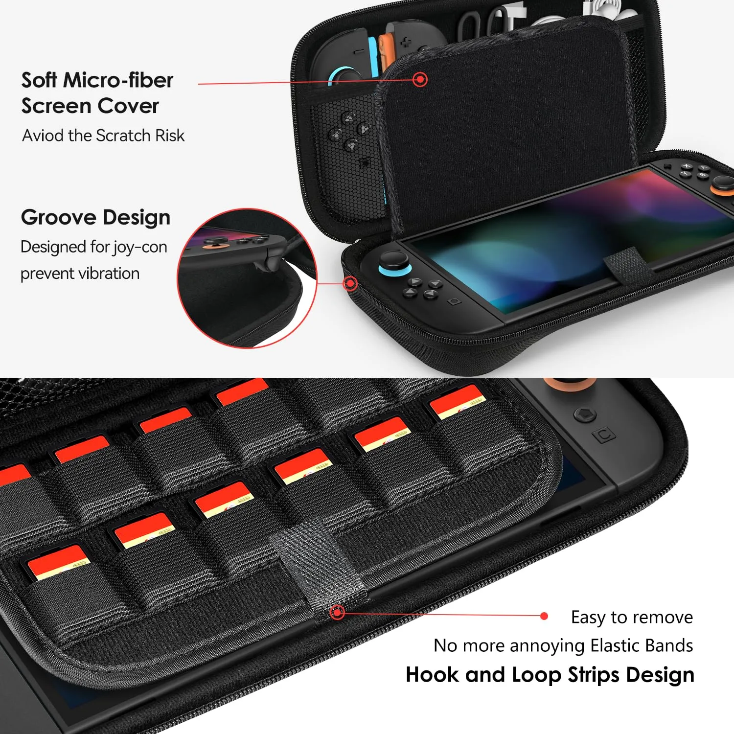ivoler Carrying Case for Nintendo Switch 2 Model(2025), Portable Hard Shell Pouch Carrying Travel Game Bag for Nintendo Switch 2 Accessories Holds 12 Game Cartridge (Black)