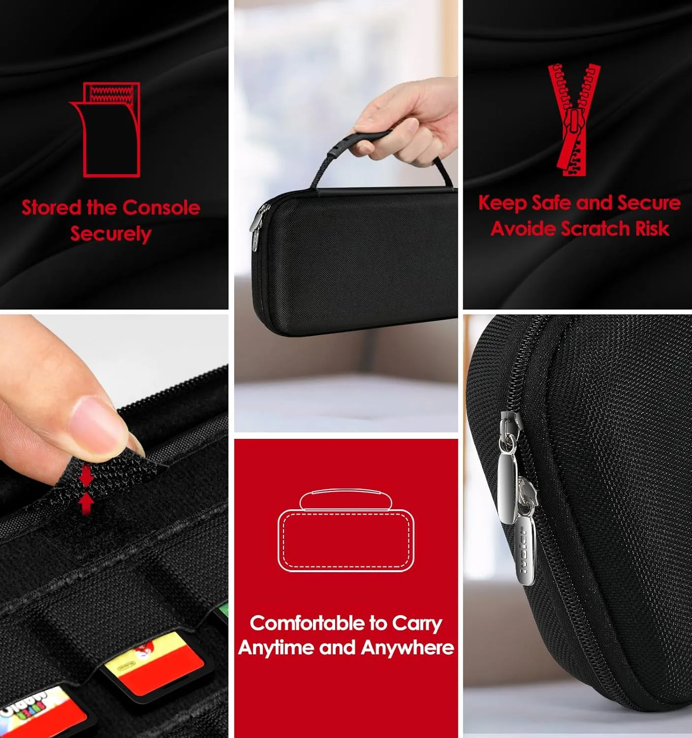 ivoler Carrying Case for Nintendo Switch 2 Model(2025), Portable Hard Shell Pouch Carrying Travel Game Bag for Nintendo Switch 2 Accessories Holds 12 Game Cartridge (Black)