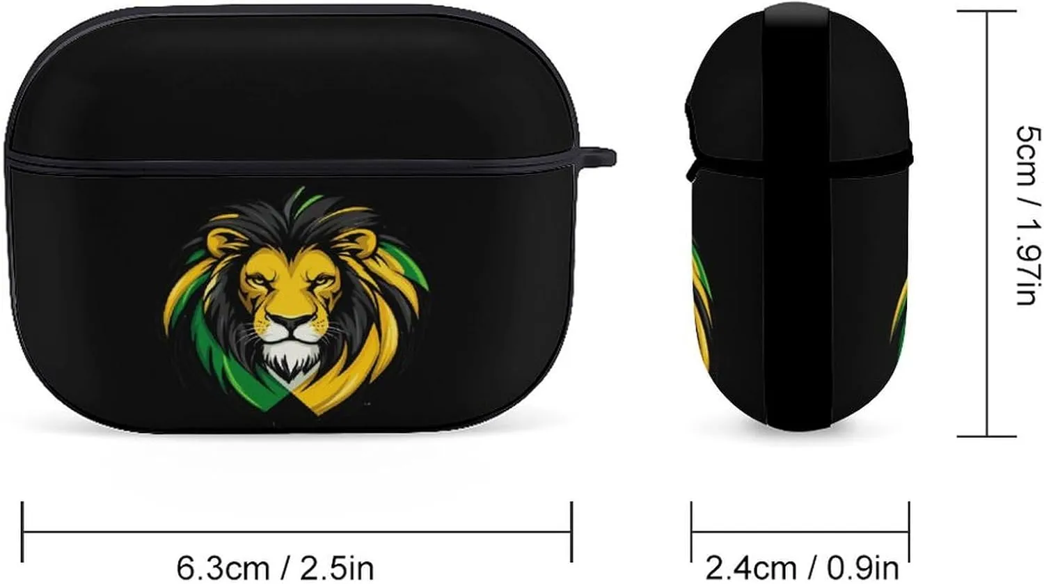 Jamaican Flag Lion Earbud Case Bluetooth Headphone Case Full Protective Case with Keychain Compatible with Airpods Pro Black-Style