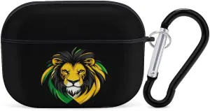 Jamaican Flag Lion Earbud Case Bluetooth Headphone Case Full Protective Case with Keychain Compatible with Airpods Pro Black-Style
