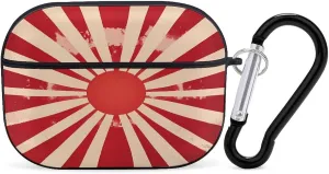 Japan Flag Vintage Rising Sun Symbol Earbud Case Bluetooth Headphone Case Full Protective Case with Keychain Compatible with Airpods Pro Black-Style