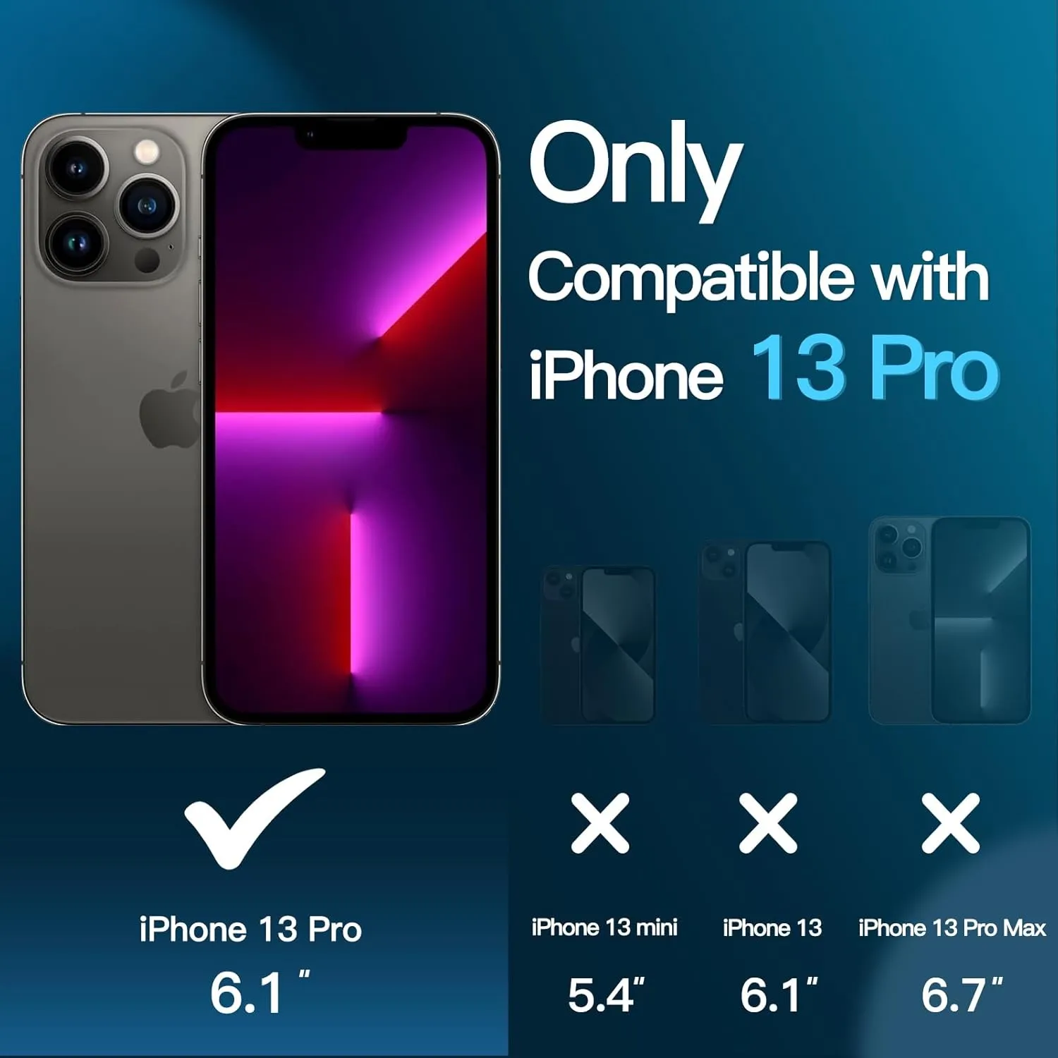 JETech 3 in 1 Magnetic Case for iPhone 13 Pro 6.1-Inch with 2-Pack Tempered Glass Screen Protector, Compatible with MagSafe, Translucent Matte Back Shockproof Phone Cover (Black)