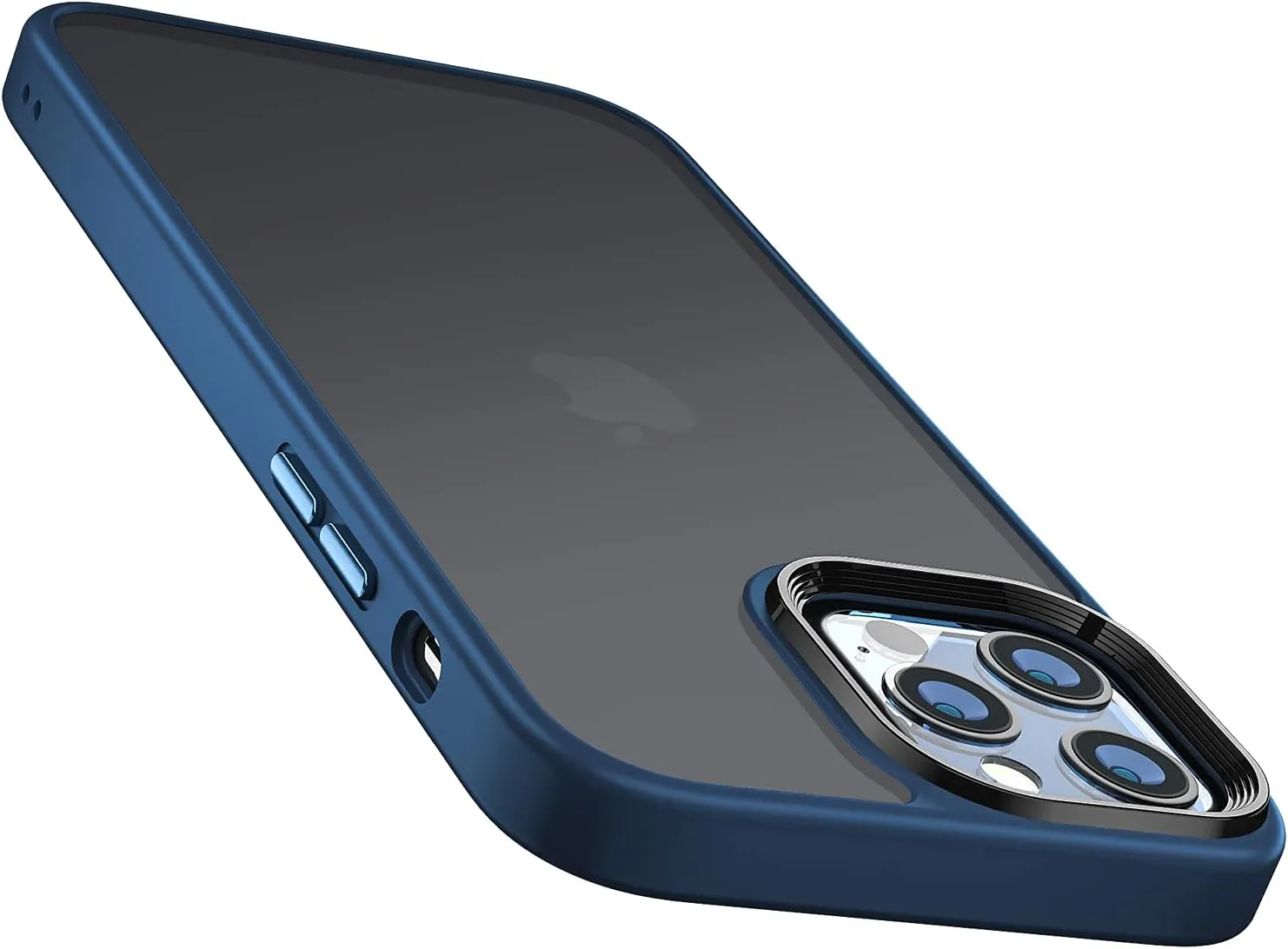 JIFVIK Compatible with iPhone 13 Pro Max Case, [Metal Button] [Silky Touch] Translucent Matte Hard PC Back Soft TPU Edge, Airbag Shockproof Protective Phone Case for iPhone 13 Pro Max 6.7'' (Blue)
