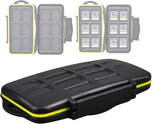 JJC MC-SD12 Water-Resistant Holder Storage Memory Card Case for 12 SD Cards (Black)
