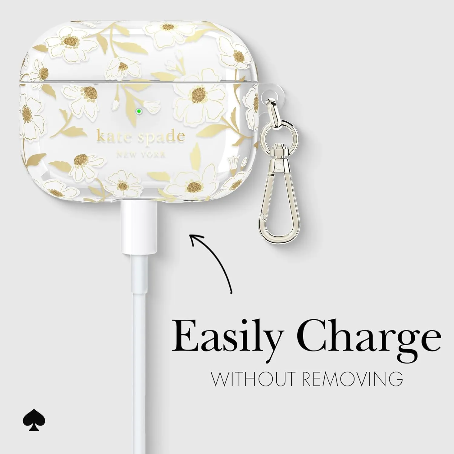 kate spade new york AirPods Pro Protective Case with Keychain Ring - Sunshine Floral, Compatible with AirPods Pro 2nd / 1st Generation