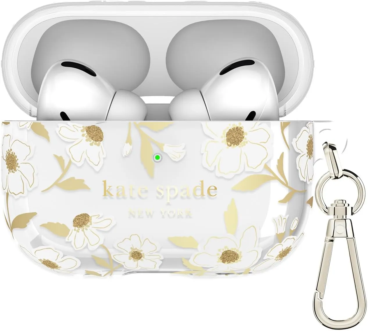 kate spade new york AirPods Pro Protective Case with Keychain Ring - Sunshine Floral, Compatible with AirPods Pro 2nd / 1st Generation