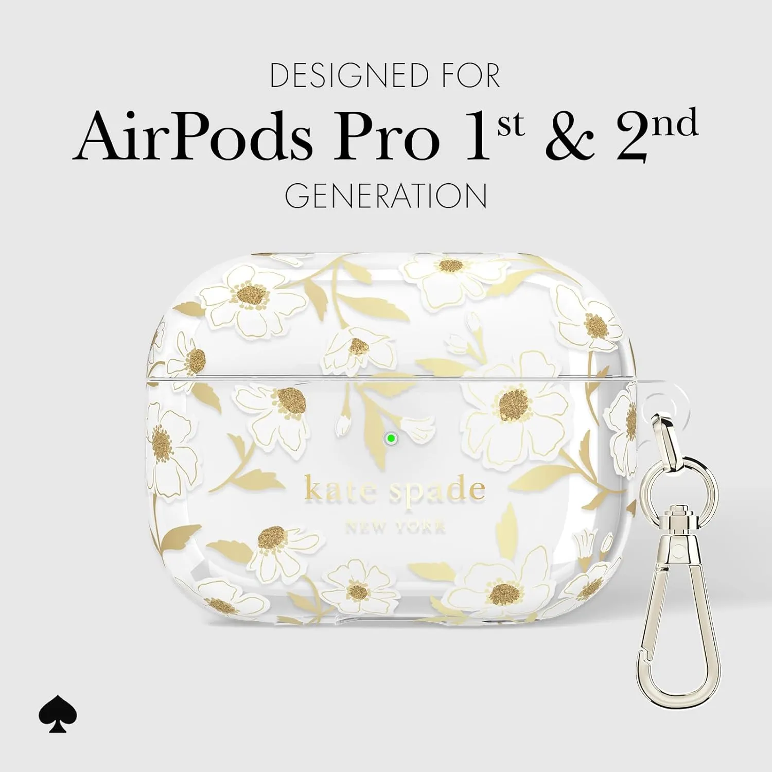 kate spade new york AirPods Pro Protective Case with Keychain Ring - Sunshine Floral, Compatible with AirPods Pro 2nd / 1st Generation