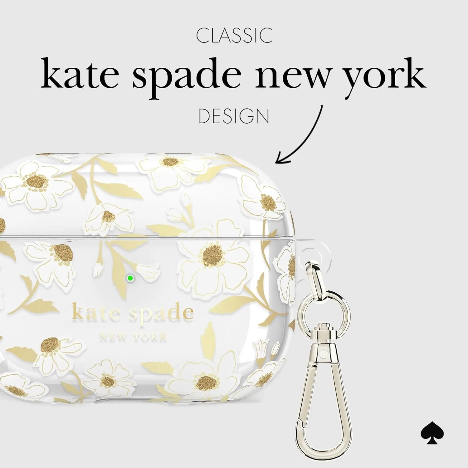 kate spade new york AirPods Pro Protective Case with Keychain Ring - Sunshine Floral, Compatible with AirPods Pro 2nd / 1st Generation