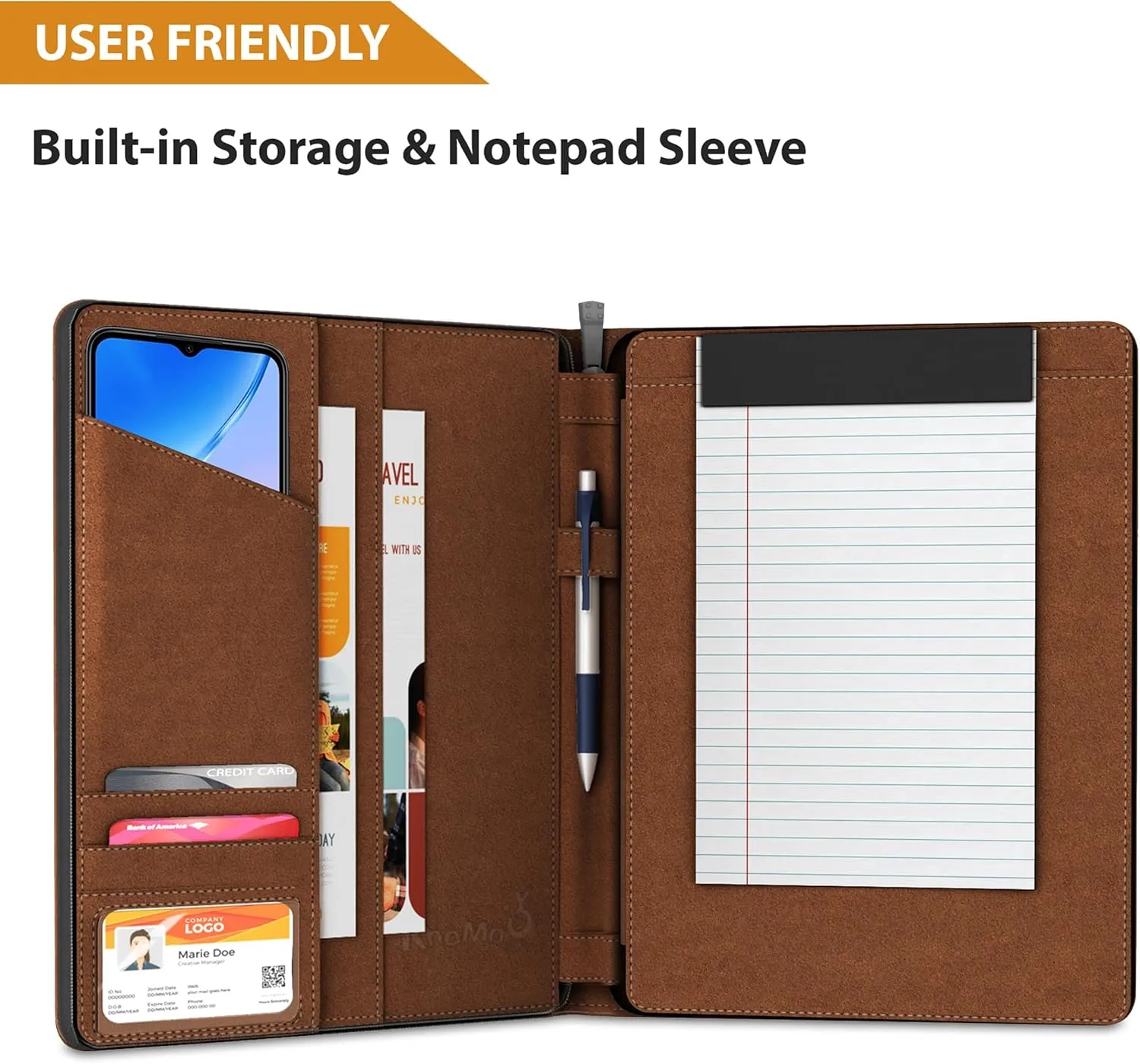 KHOMO Universal Padfolio Case  Tablet Portfolio Organizer with Notepad Holder  Compatible with iPad 10th/11th Gen, iPad Pro 11, iPad 7/8/9 (10.2", 10.9", 9.7")