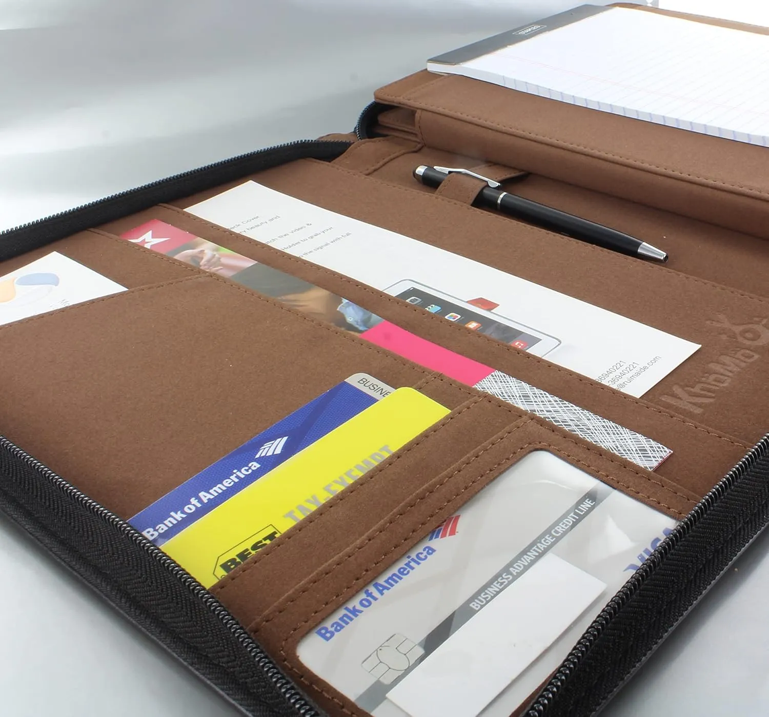 KHOMO Universal Padfolio Case  Tablet Portfolio Organizer with Notepad Holder  Compatible with iPad 10th/11th Gen, iPad Pro 11, iPad 7/8/9 (10.2", 10.9", 9.7")