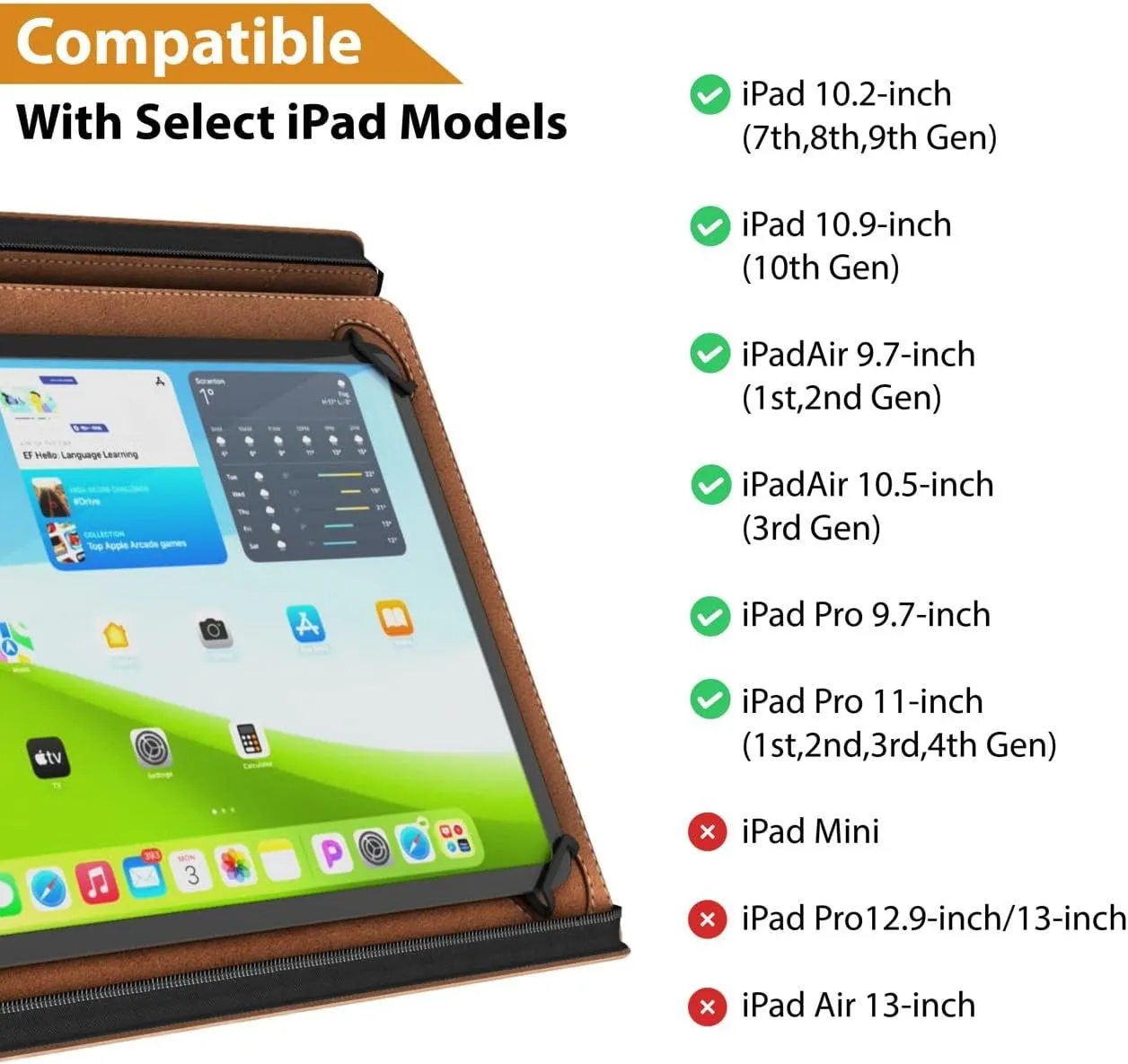 KHOMO Universal Padfolio Case  Tablet Portfolio Organizer with Notepad Holder  Compatible with iPad 10th/11th Gen, iPad Pro 11, iPad 7/8/9 (10.2", 10.9", 9.7")