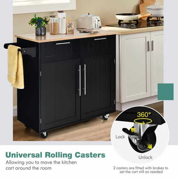 Kitchen Rolling Island Storage Cart With Wheels