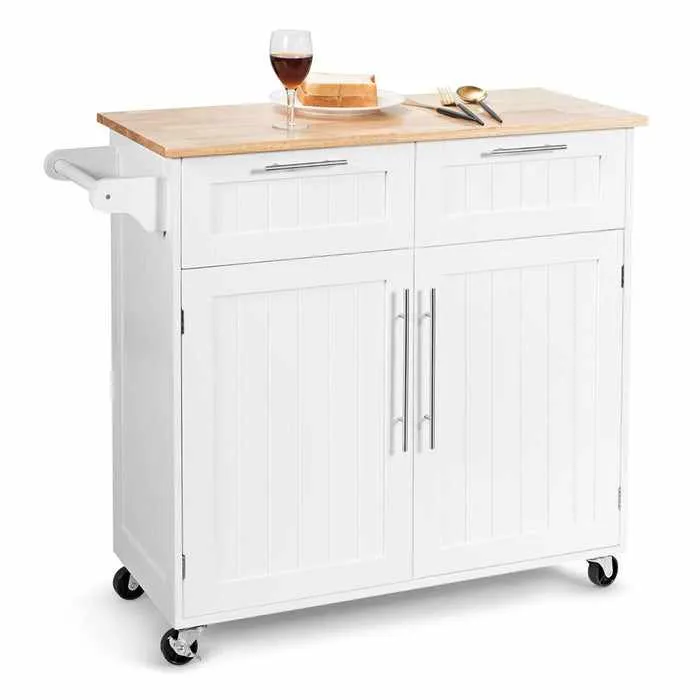 Kitchen Rolling Island Storage Cart With Wheels