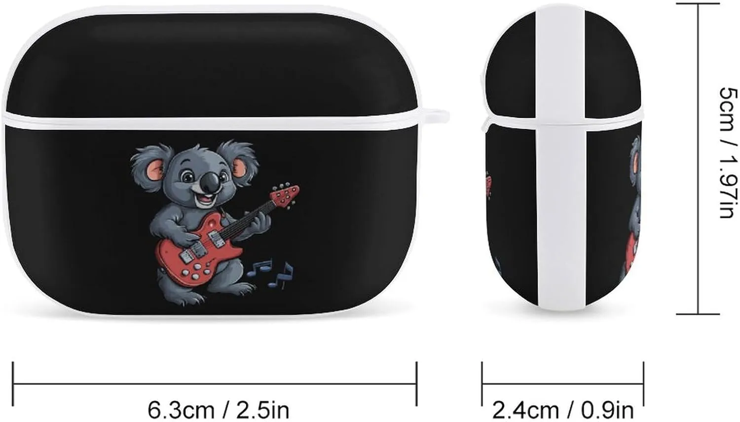 Koala Playing Guitar Earbud Case Bluetooth Headphone Case Full Protective Case with Keychain Compatible with Airpods Pro White-Style