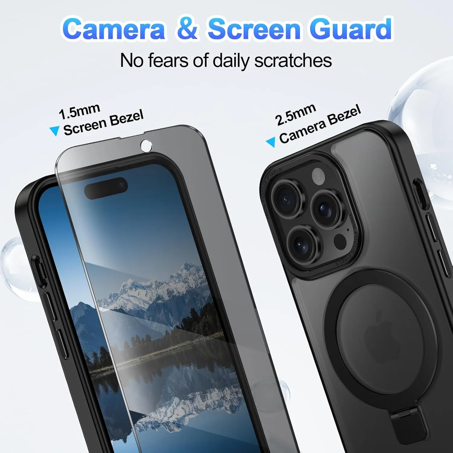 Lamcase for iPhone 14 Pro Max Case, Compatible with MagSafe, with Privacy Screen Protectors X2, [Magnetic Invisible Stand] [Camera Protection] Shockproof Slim Translucent Matte Phone Case, Black