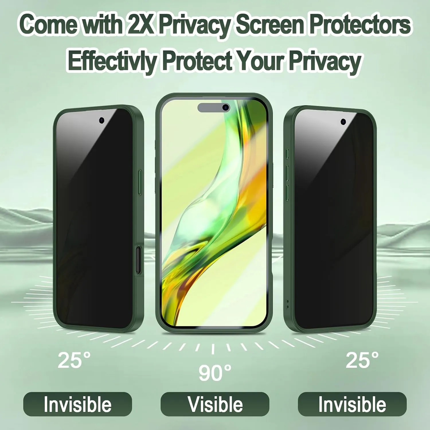 Lamcase for iPhone 16 Pro Max Case, Compatible with MagSafe, with Privacy Screen Protectors X2, [Magnetic Invisible Stand] [Camera Protection] Shockproof Slim Translucent Matte Phone Case, Green