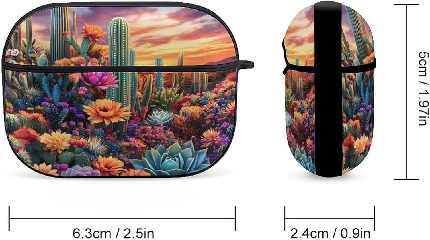 Landscape Cactus Earbud Case Bluetooth Headphone Case Full Protective Case with Keychain Compatible with Airpods Pro Black-Style