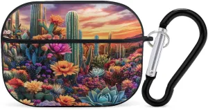 Landscape Cactus Earbud Case Bluetooth Headphone Case Full Protective Case with Keychain Compatible with Airpods Pro Black-Style