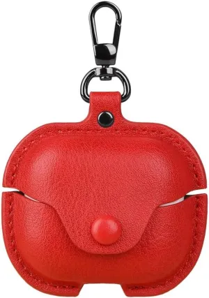 Leather Case Compatible with Samsung Galaxy Buds 3 Pro Case and Buds3 Cases with Keychain, Stylish Retro Leather Wireless Charging Protective Headphone Case Cover for Galaxy Buds 3 (Red)