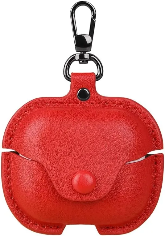 Leather Case Compatible with Samsung Galaxy Buds 3 Pro Case and Buds3 Cases with Keychain, Stylish Retro Leather Wireless Charging Protective Headphone Case Cover for Galaxy Buds 3 (Red)