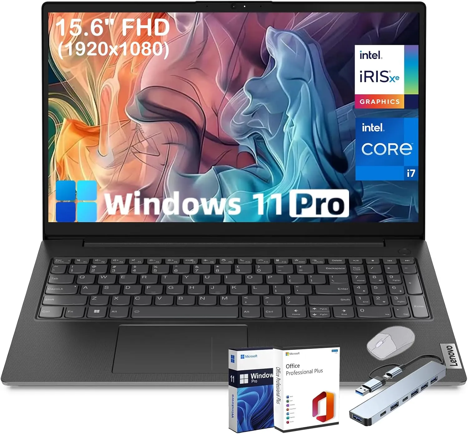 Lenovo V15-G4-IRU High-Performance Business Laptop - Intel i7-1355U Processor, 15.6" FHD, Wi-Fi 6, Numeric Keypad, HDMI, RJ45, USB Hub, Win11 Pro, Ms Office Lifetime (40GB RAM | 1TB SSD)