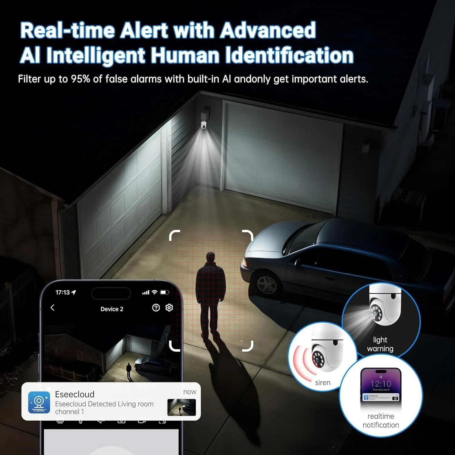 Light Bulb Security Camera -5G& 2.4GHz WiFi Cameras Outdoor Wireless Motion Detection and Alarm,Two-Way Talk,Color Night Vision,Human Detection, Light Socket Camera Compatible with Alexa,2 Pack