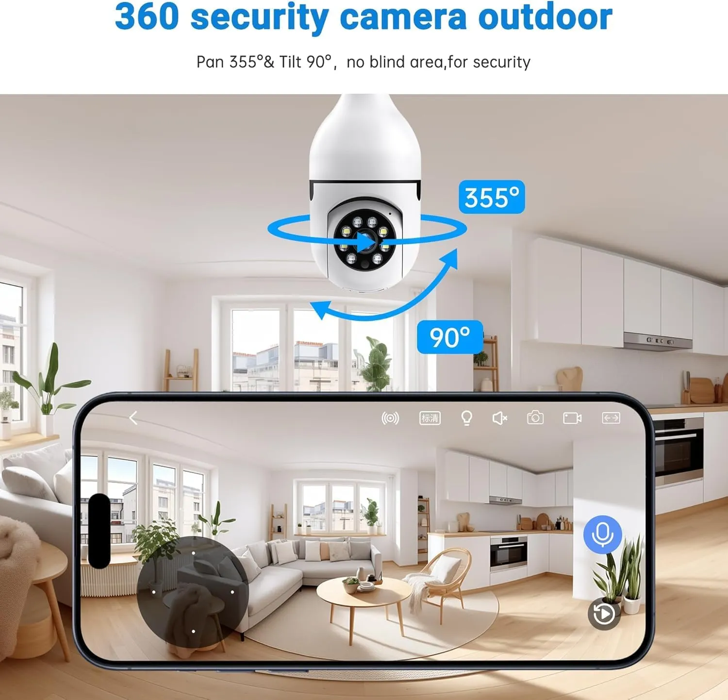 Light Bulb Security Camera -5G& 2.4GHz WiFi Cameras Outdoor Wireless Motion Detection and Alarm,Two-Way Talk,Color Night Vision,Human Detection, Light Socket Camera Compatible with Alexa,2 Pack