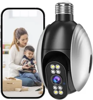 Light Bulb Security Camera WiFi Indoor 1080P Wireless WiFi Home IP Cameras E27 360 Degree Panoramic,Motion Detection and Alarm,Two-Way Audio,Night Vision