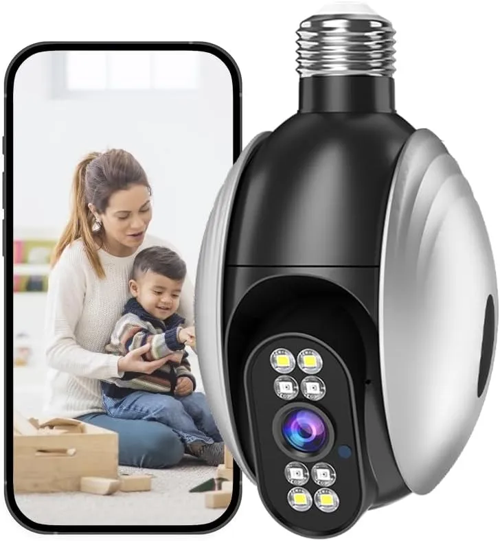 Light Bulb Security Camera WiFi Indoor 1080P Wireless WiFi Home IP Cameras E27 360 Degree Panoramic,Motion Detection and Alarm,Two-Way Audio,Night Vision