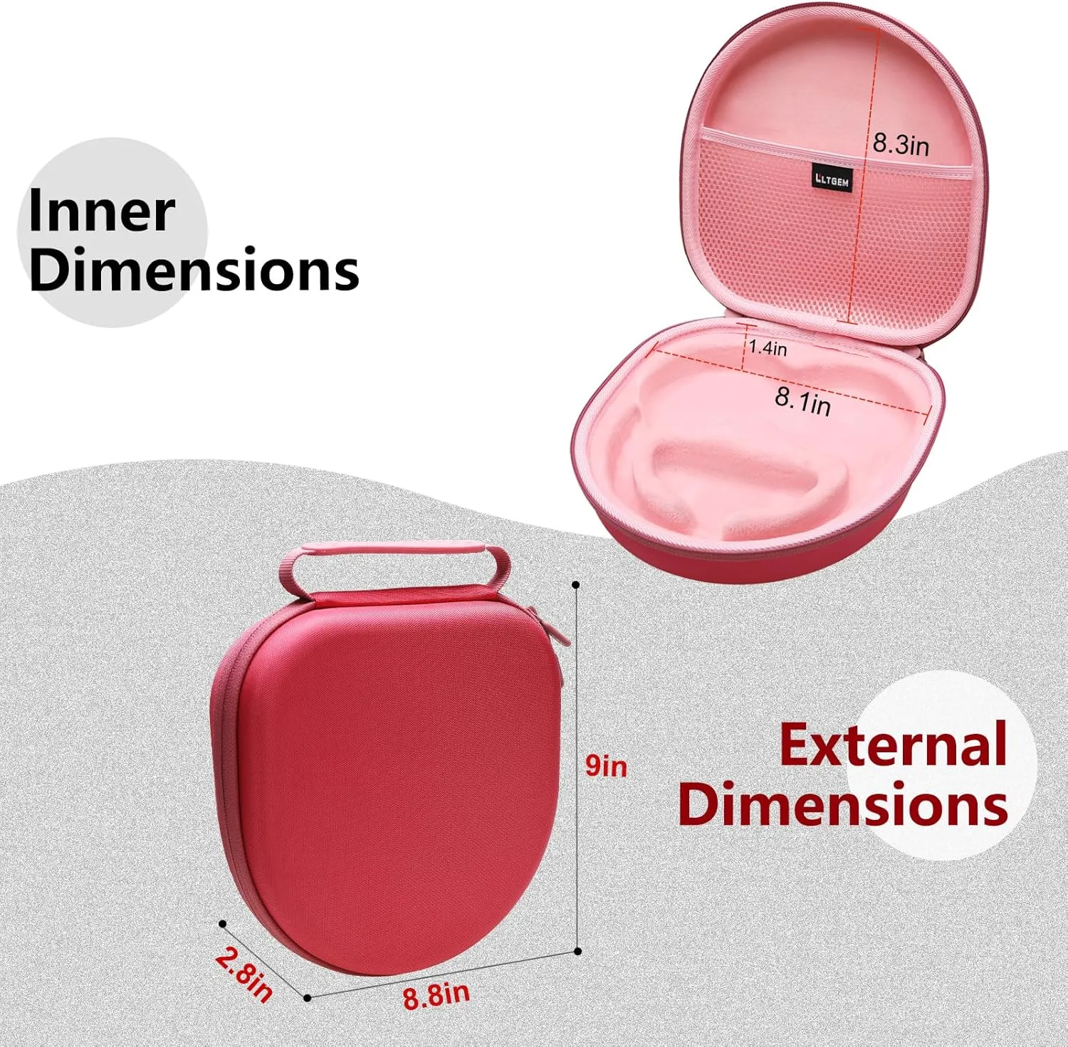 LTGEM Hard Case for Anker Soundcore Space Q45 / Q35 / One Pro and Soundcore Anker Life Q30 / Q20 / Q20i Adaptive Noise Cancelling Headphones - Protective Carrying Storage Bag (Pink)