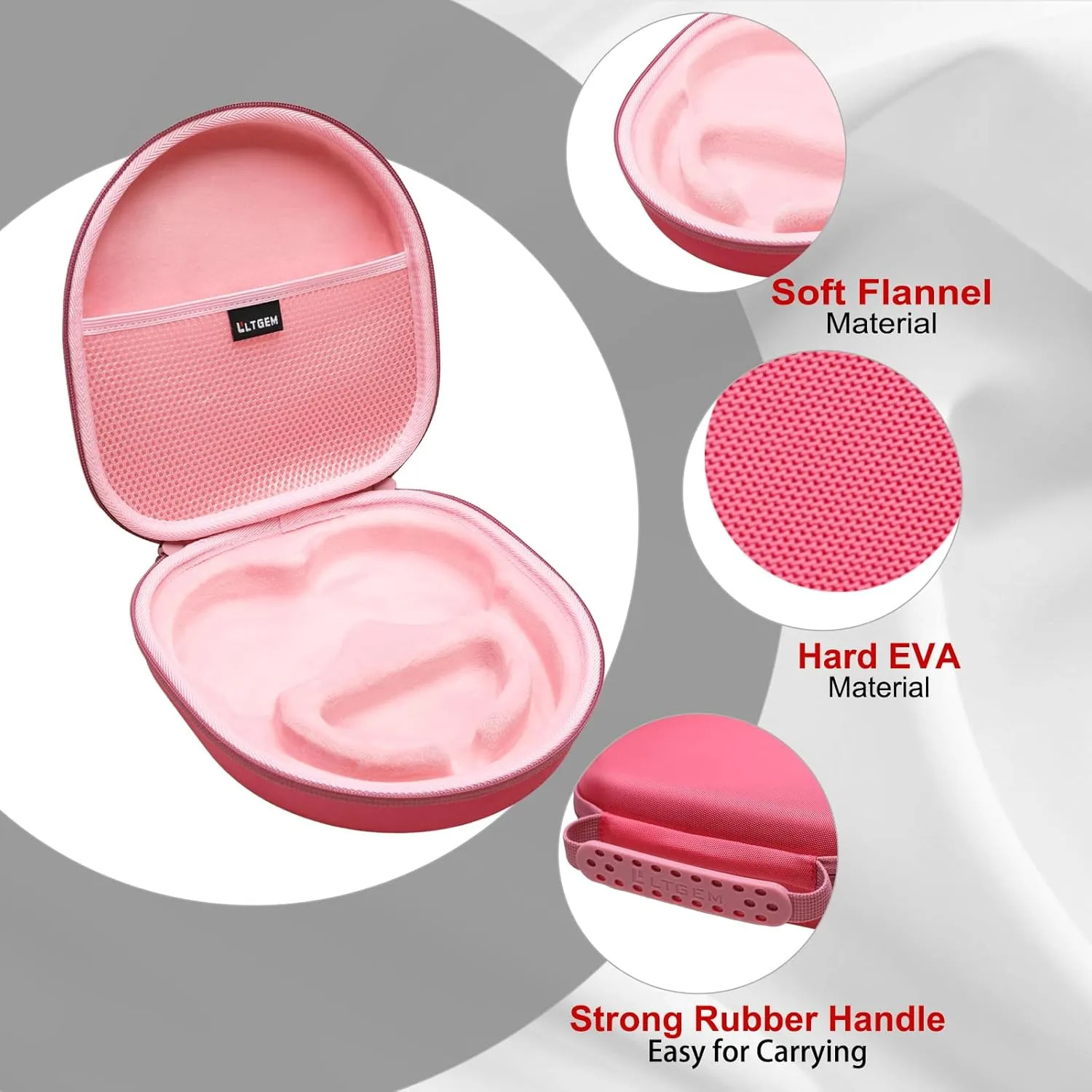 LTGEM Hard Case for Anker Soundcore Space Q45 / Q35 / One Pro and Soundcore Anker Life Q30 / Q20 / Q20i Adaptive Noise Cancelling Headphones - Protective Carrying Storage Bag (Pink)