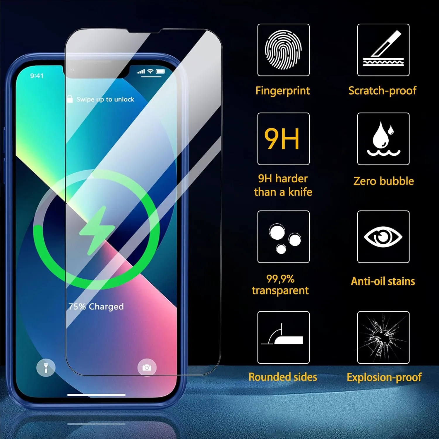 Magnetic for iPhone 13 Phone Case,with Glass Screen Protector [Compatible with MagSafe] Military Grade Drop Protection Shockproof Slim Thin Phone Cover for iPhone 13 6.1"-Blue