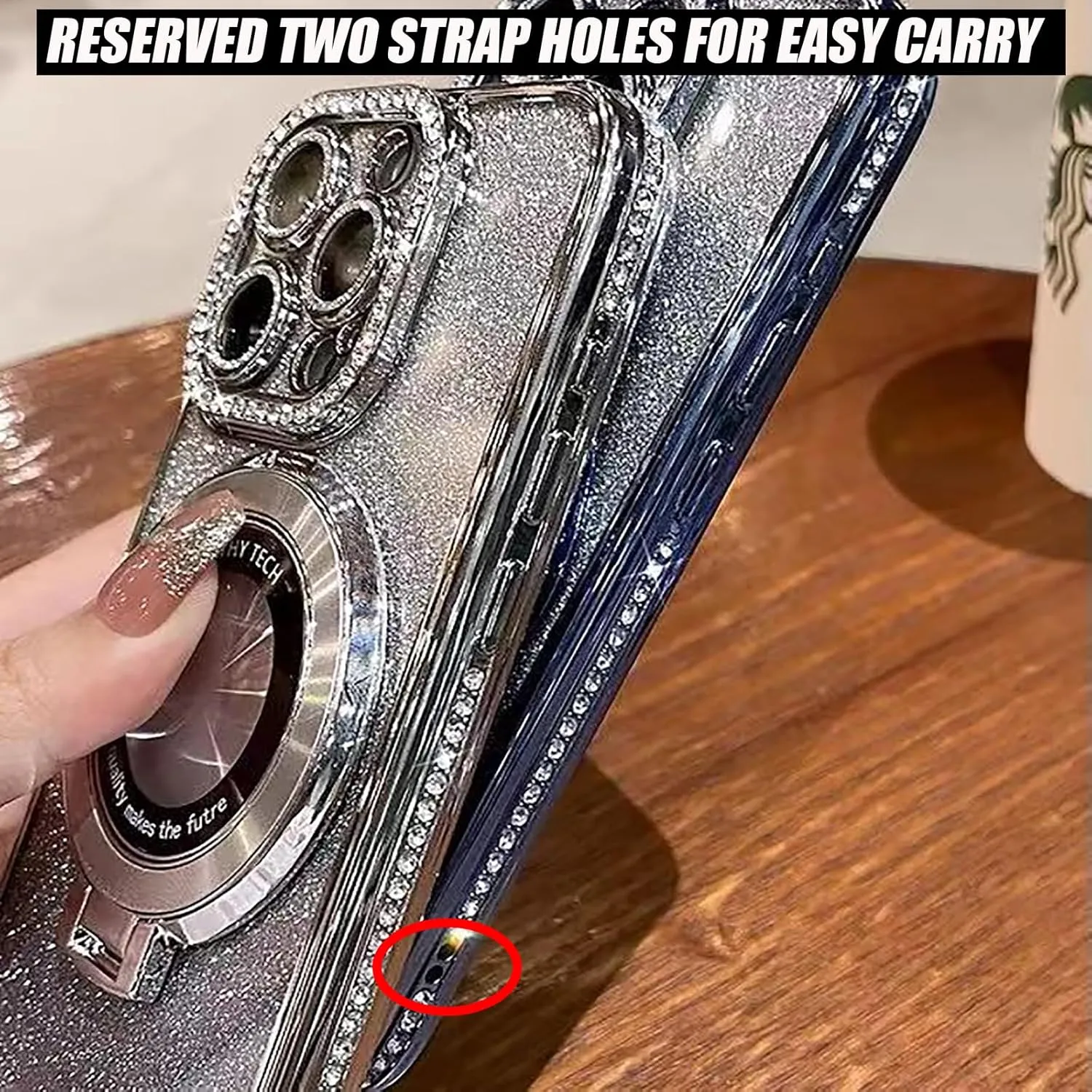 Magnetic Kickstand Case for iPhone 13 with Glitter Lens Protector, Compatible with Magsafe, Luxury Bling Diamond Cover Glitter Rhinestone Phone Case Women (Silver, for iPhone 13 6.1")