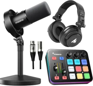 MAONO USB XLR Podcast Equipment Bundle,for Studio Recording Streaming Content Creation(PD00XT G1 NEO MH601 XLR-180)