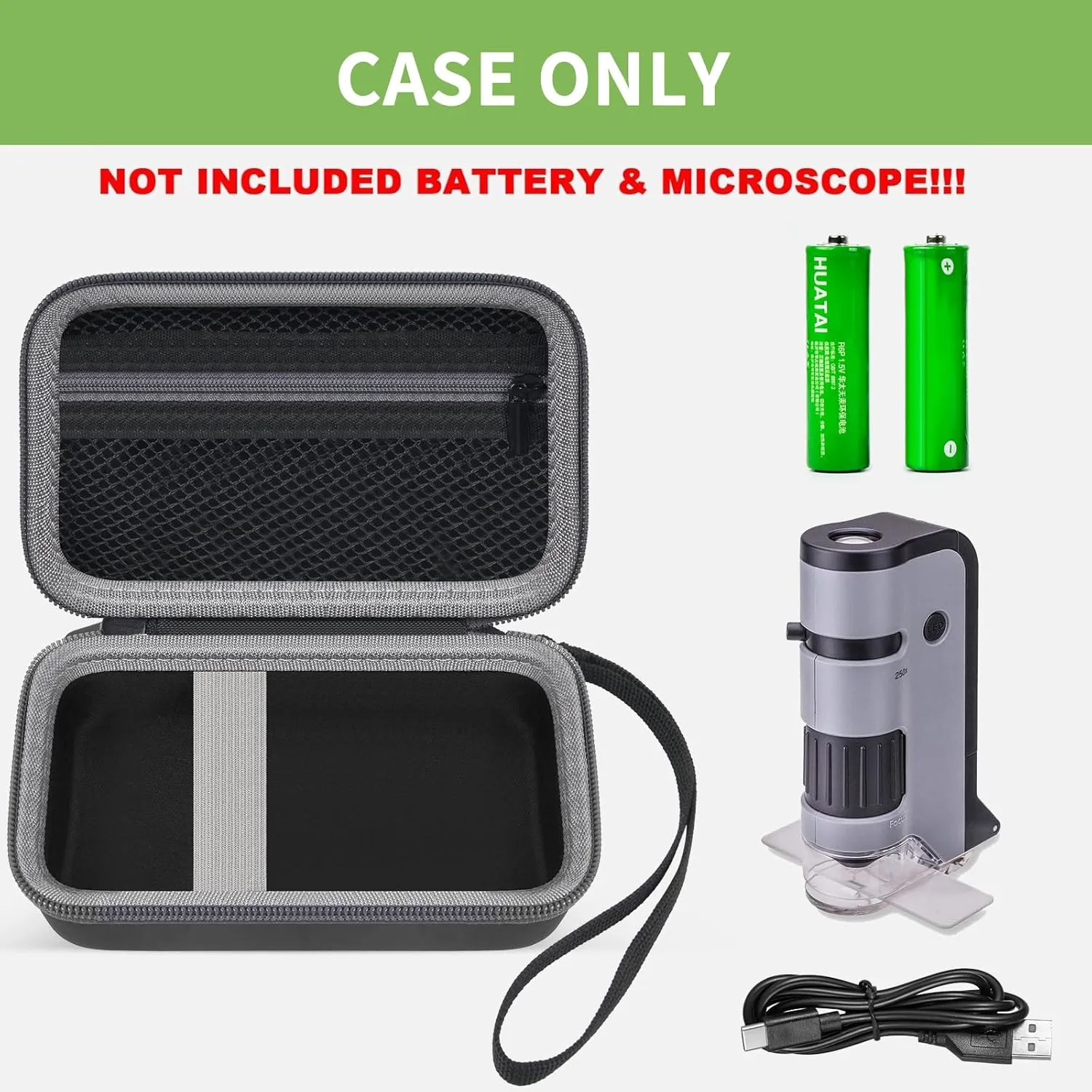 Microscope Case for Carson MicroFlip 100x-250x LED and UV Lighted Pocket Microscope, (MP-250 or MP-250MU), for MicroBrite Plus/Pro 60x-120x Kids Mini Portable Handheld Microscopes (MM-300) - Case Only