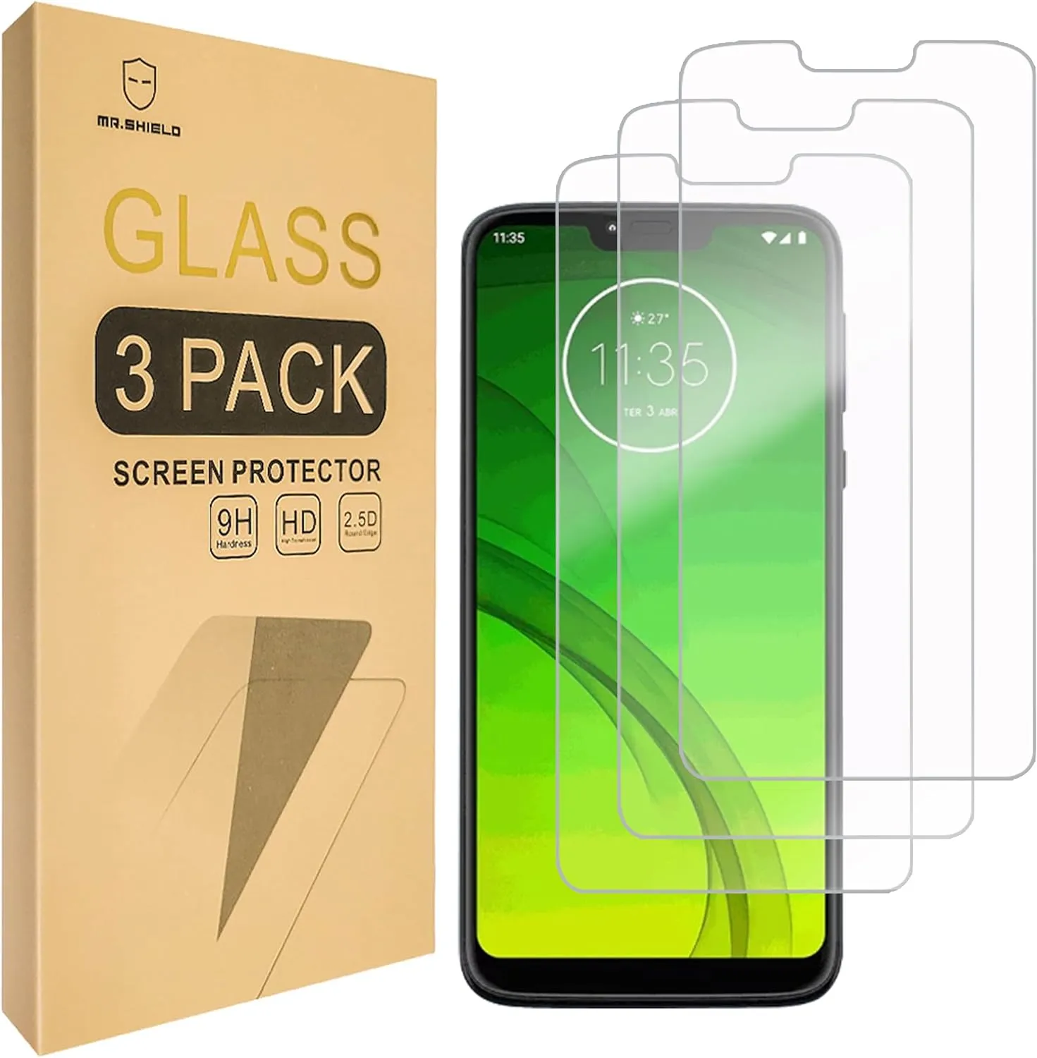 Mr.Shield [3-PACK] Designed For Motorola (MOTO G7 Power) [Tempered Glass] Screen Protector [Japan Glass With 9H Hardness] with Lifetime Replacement