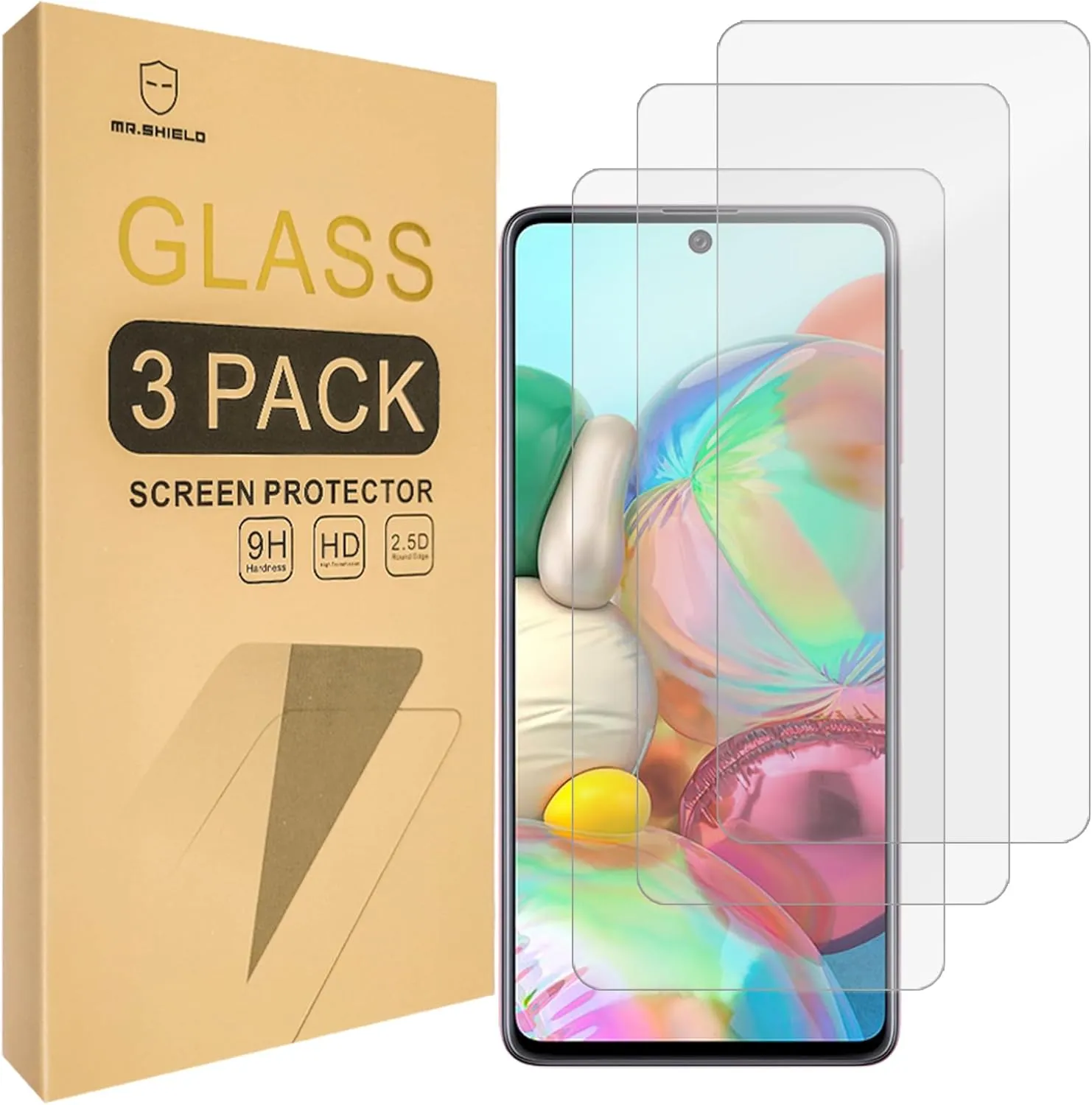 Mr.Shield [3-Pack] Designed For Samsung Galaxy A71 [Tempered Glass] [Japan Glass with 9H Hardness] Screen Protector with Lifetime Replacement