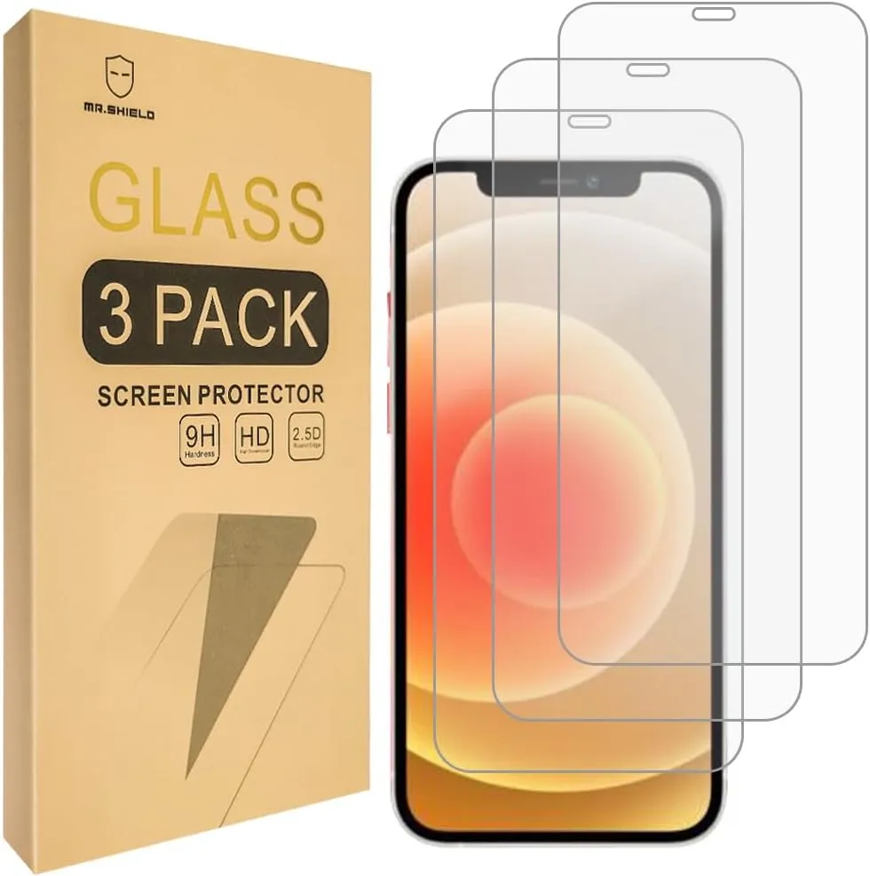 Mr.Shield Screen Protector Compatible with iPhone 12 Mini [5.4" Inch Display, 2020] [3 PACK] Tempered Glass Screen Protector