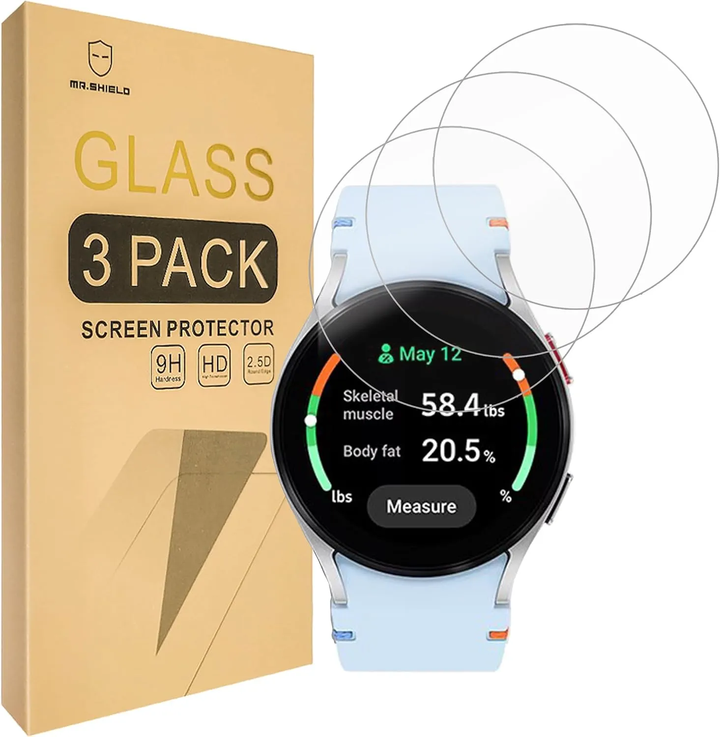 Mr.Shield Screen Protector compatible with Samsung Galaxy Watch FE [Tempered Glass] [3-PACK] [Japan Glass with 9H Hardness]