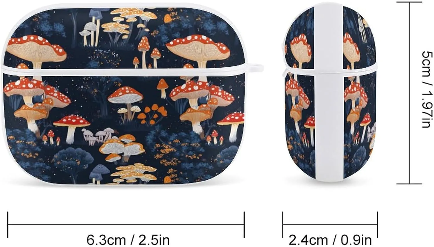 Mushroom Earbud Case Bluetooth Headphone Case Full Protective Case with Keychain Compatible with Airpods Pro White-Style