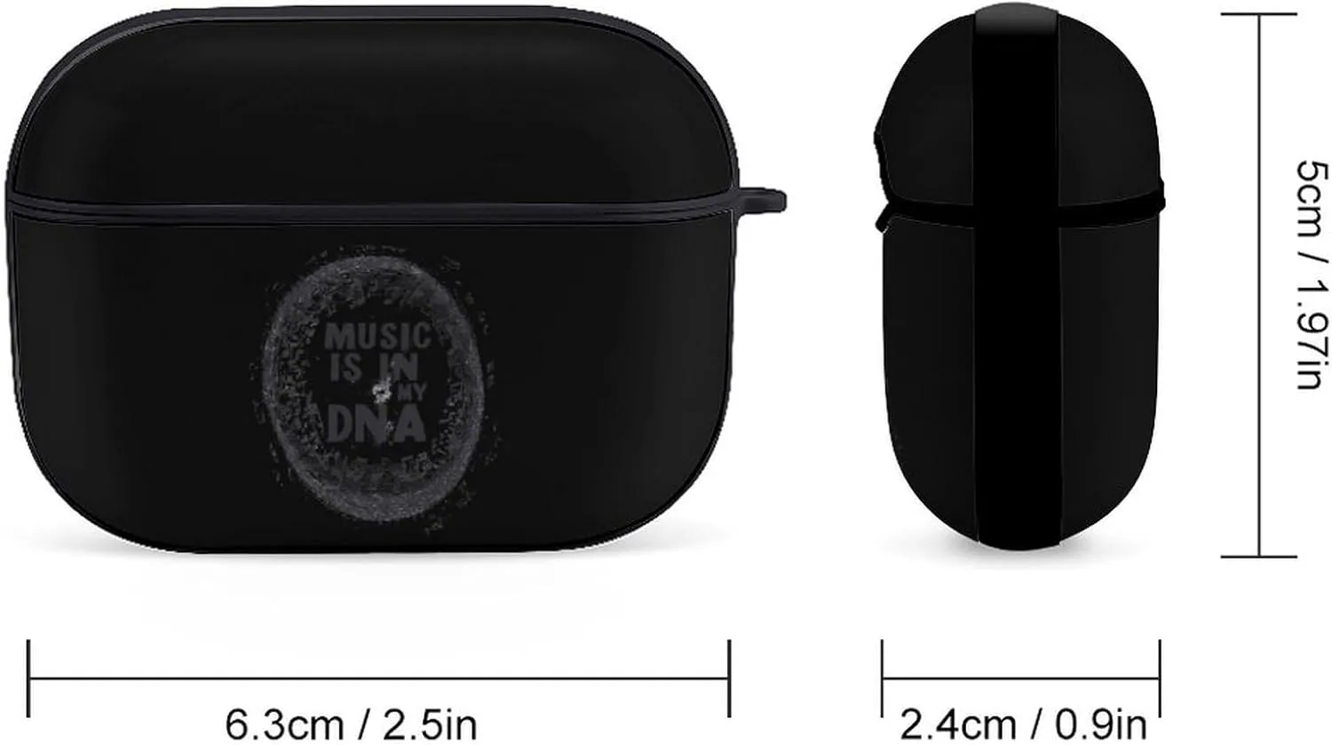 Music is My DNA Earbud Case Bluetooth Headphone Case Full Protective Case with Keychain Compatible with Airpods Pro Black-Style