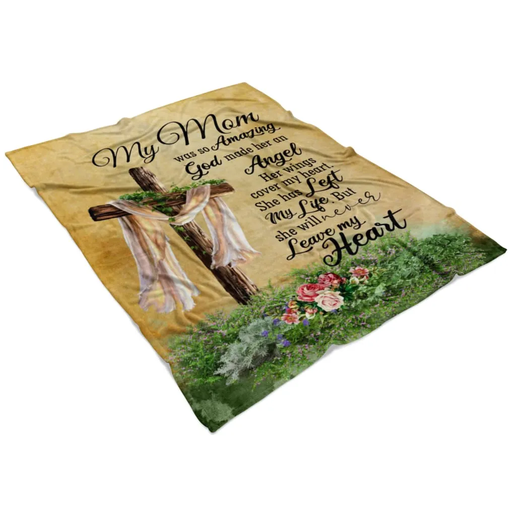 My Mom Was So Amazing God Made Her An Angel Fleece Blanket - Christian Blanket - Bible Verse Blanket