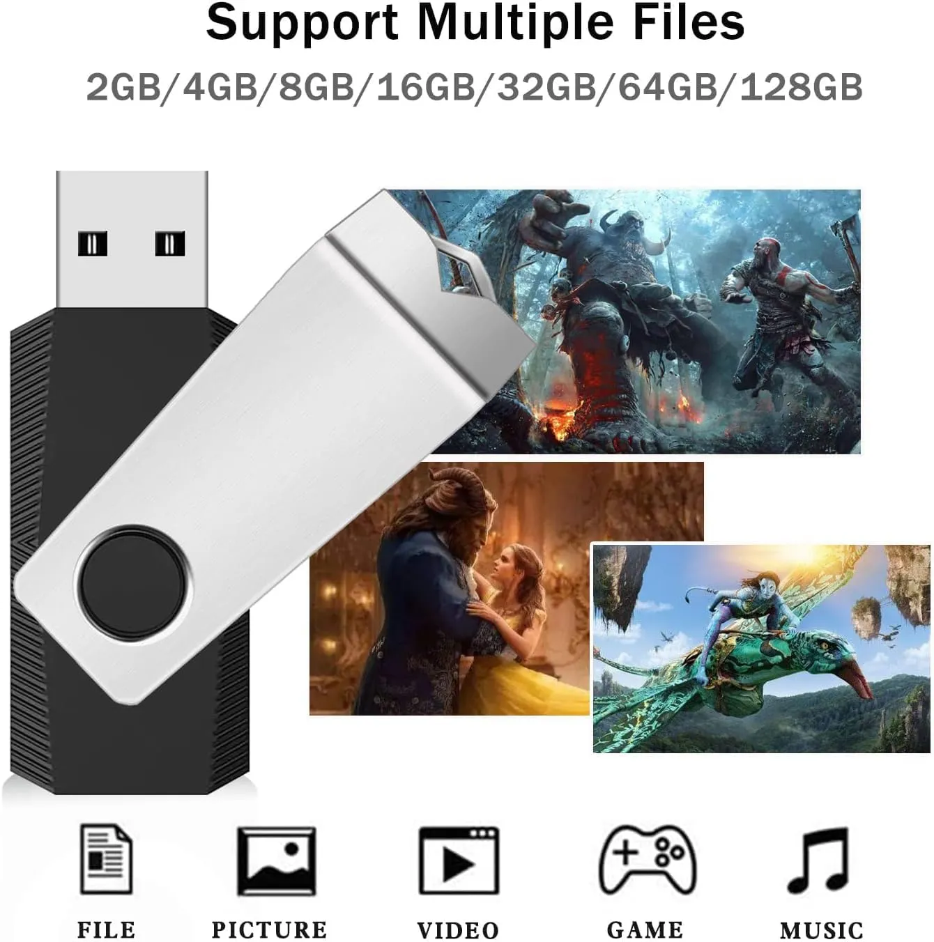 (Not 128GB) 128MB Flash Drives 50 Pack, Wooolken USB 2.0 Thumb Drive with Lanyards Bulk USB Sticks for Weddings,Office, School, Data Storage Backup